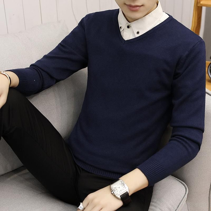 New Slim Knitted Cashmere Wool Tops Pullovers Casual Sweaters