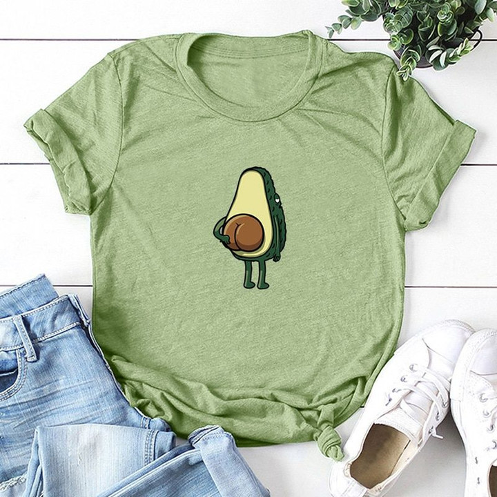 Graphic Fashion Polyester Funny Print Avocado T-shirts