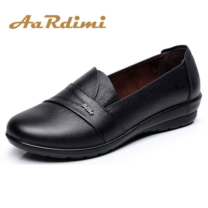 Genuine Leather Slip On Flat Shoes