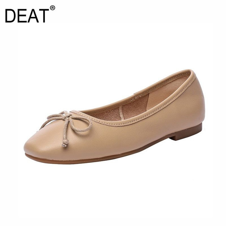 Square Toe Shallow Bow-knot Simple Casual Flat Shoes