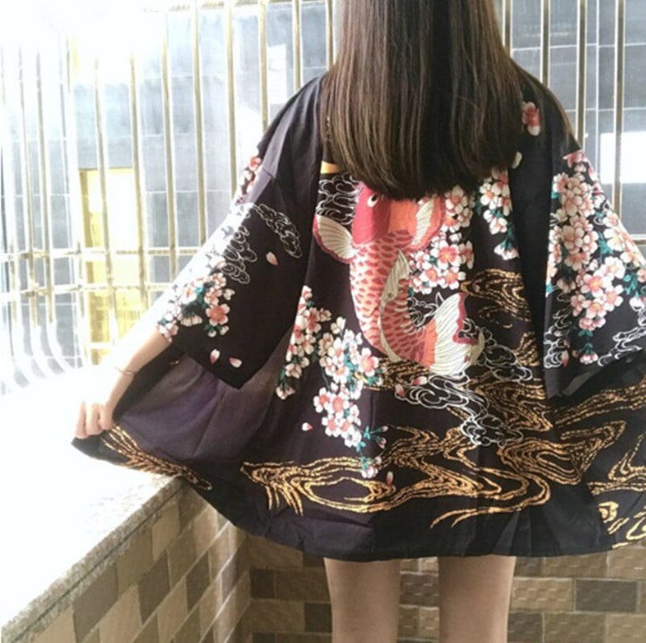 Japanese vintage satin robe kimono