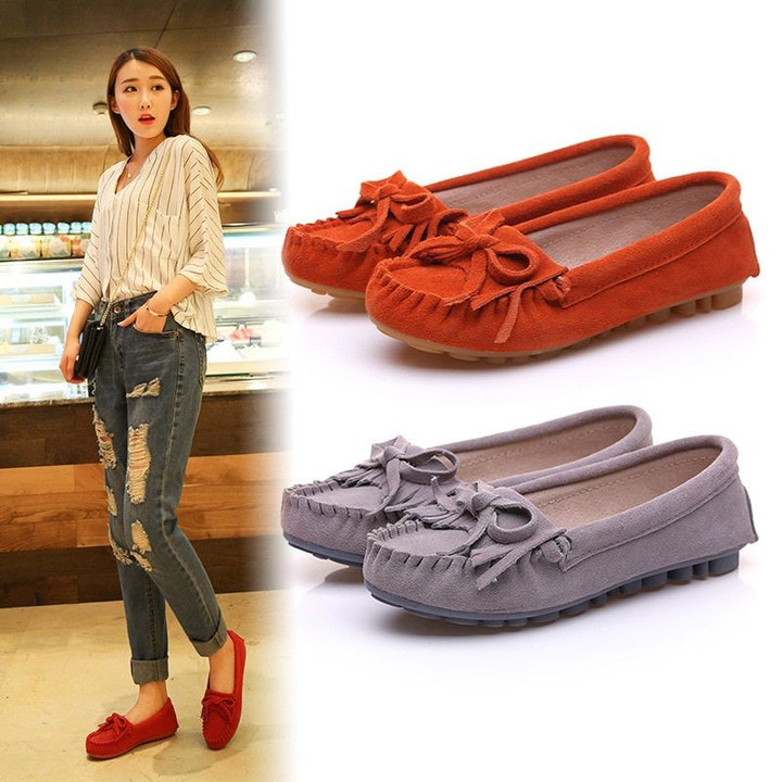 genuine Leather Casual Loafers Slip on Flats Shoes
