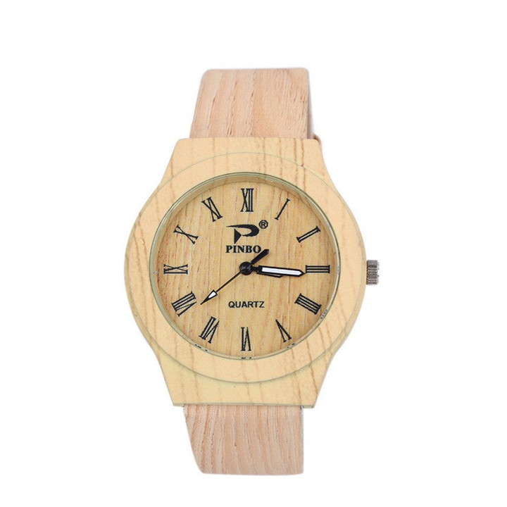 Original Wood PU leather Band Analog Clock Quartz watch