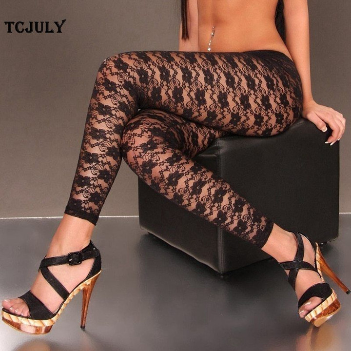 Hollow Out Made Of Lace Floral Patterns Leggings