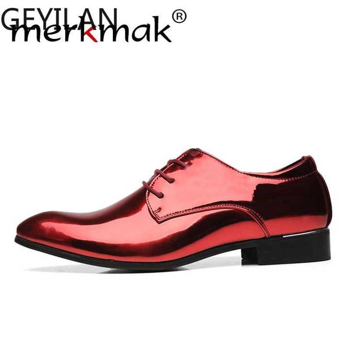 Glossy Men Oxfords Leather Shoes Casual Oxford Shoes