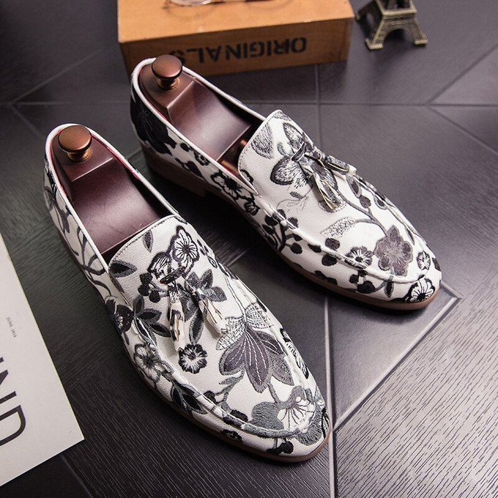 Luxury Itlian Leather New Fashion Flowers Prints Lace Up Oxford Shoes