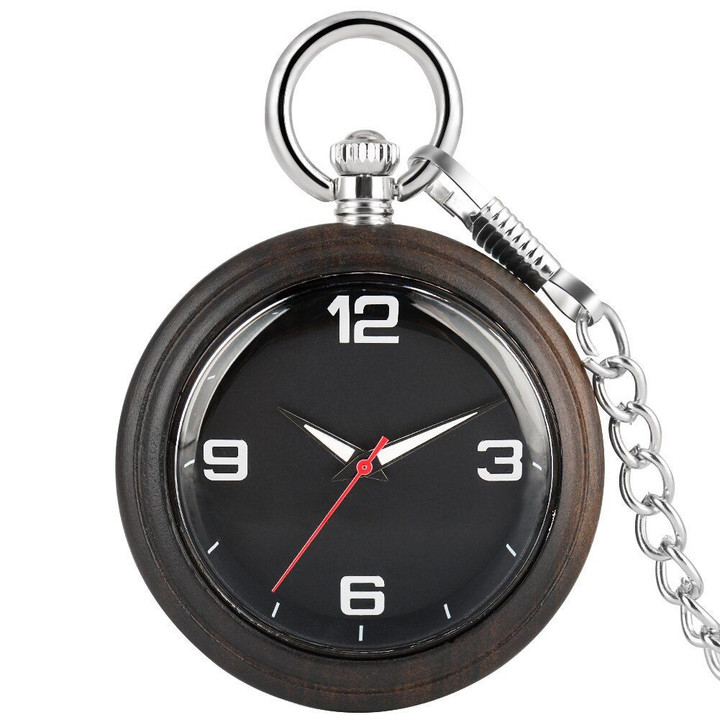 Ebony Large Pocket Watches Necklace Concise Wood watches
