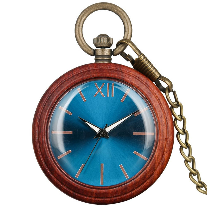Red Sandalwood Case Pocket Watch Exquisite Blu-ray Surface wood watches
