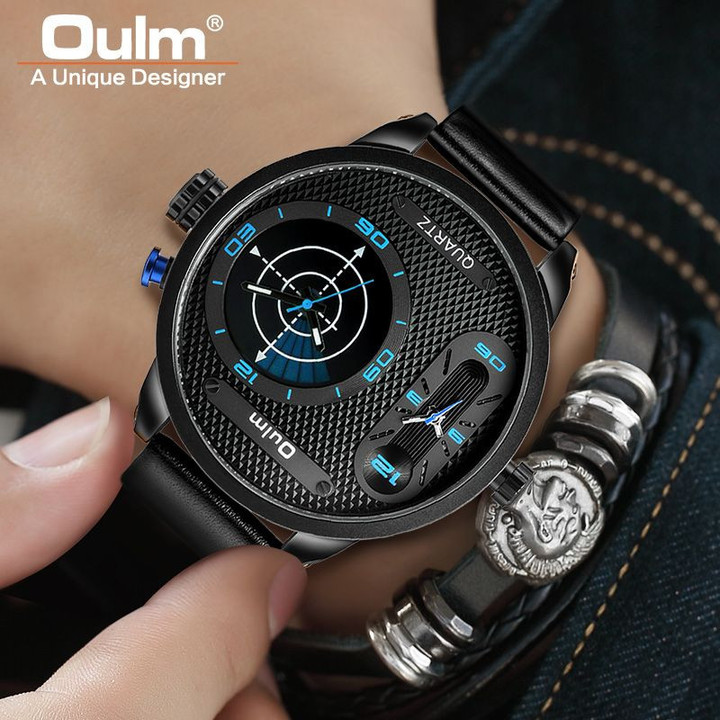 Fashion LED Style Luxury Quartz Clock Two Time Zone Watches