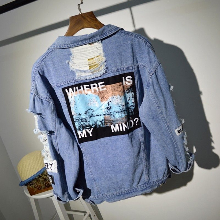 Where Is My Mind Frayed Patch Bomber denim jackets