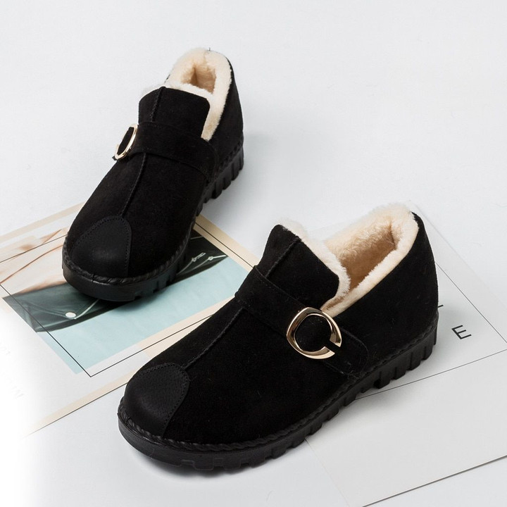 Ankle Boots Slip-On Warm Short Boot Thick Suede flat shoes