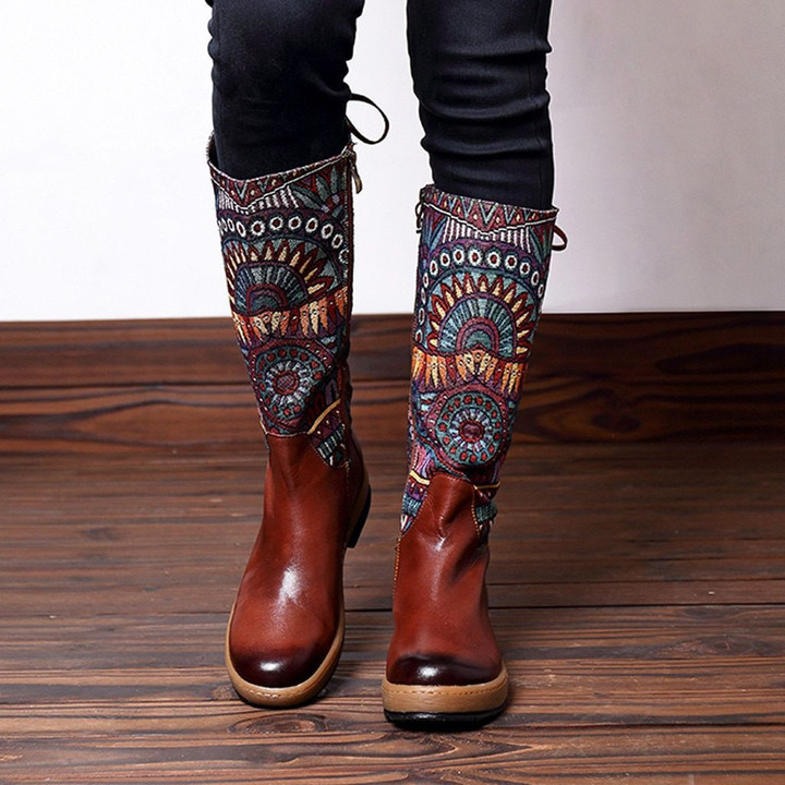 Retro Calf Boots Shoes Genuine Leather boots