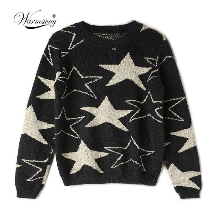 Thicken Knit Star Hot Long Sleeve Loose Pullovers  Sweaters