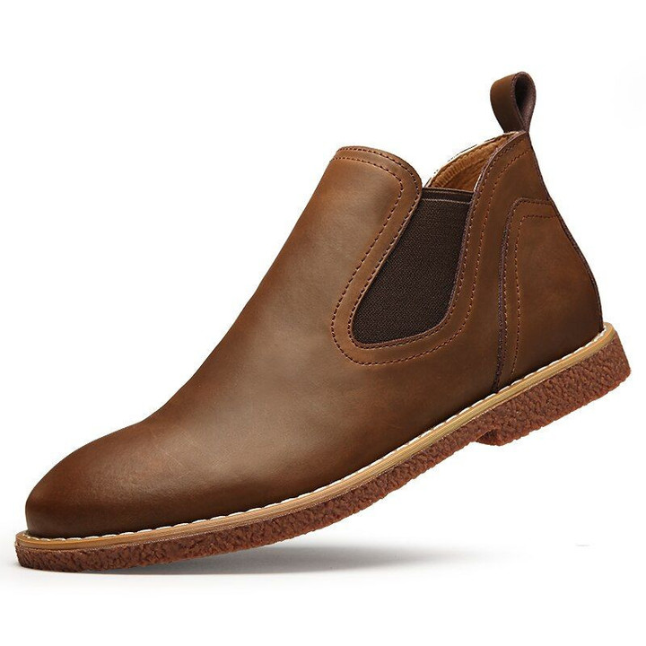 Natural leather rubber rain fashion hombre casual slip-on boots