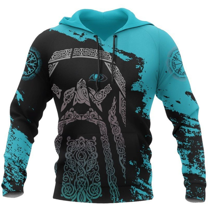 Viking Odin Blue Pullover Tattoo 3D Print Hooded Sweatshirt hoodies