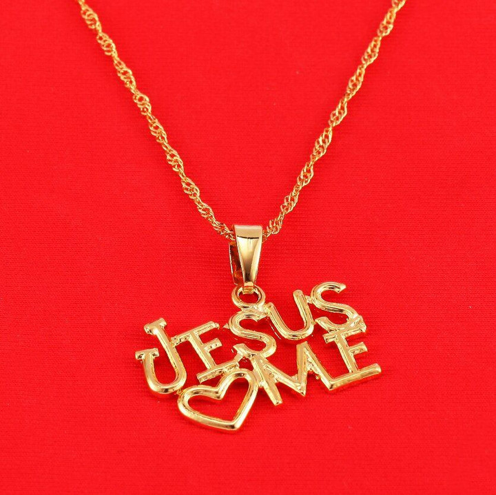 Gold Color Jesus Love Me Savior Redeemer necklaces