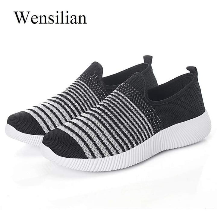 Knitted Vulcanized Stripe Platform Sip-on sneakers & shoes