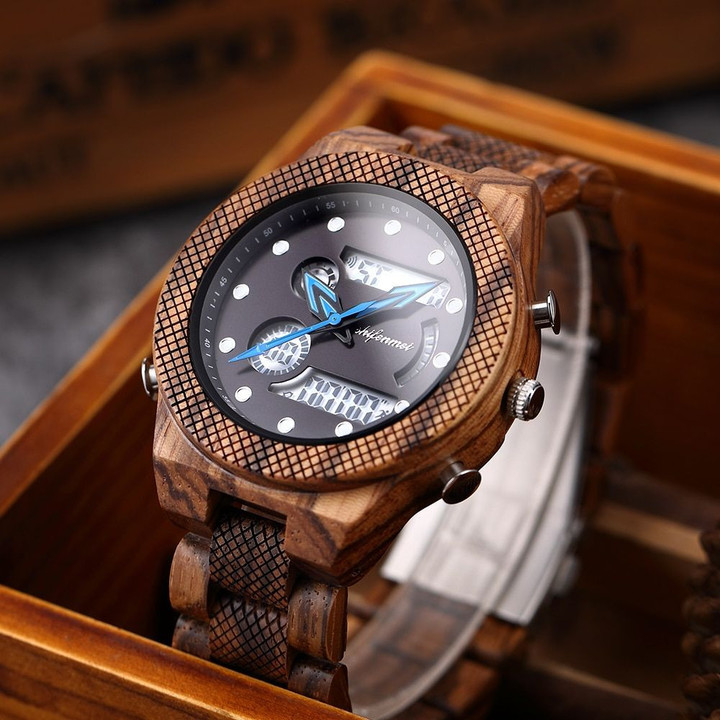 Luxury Brand Sports Watches LED Wood Watch