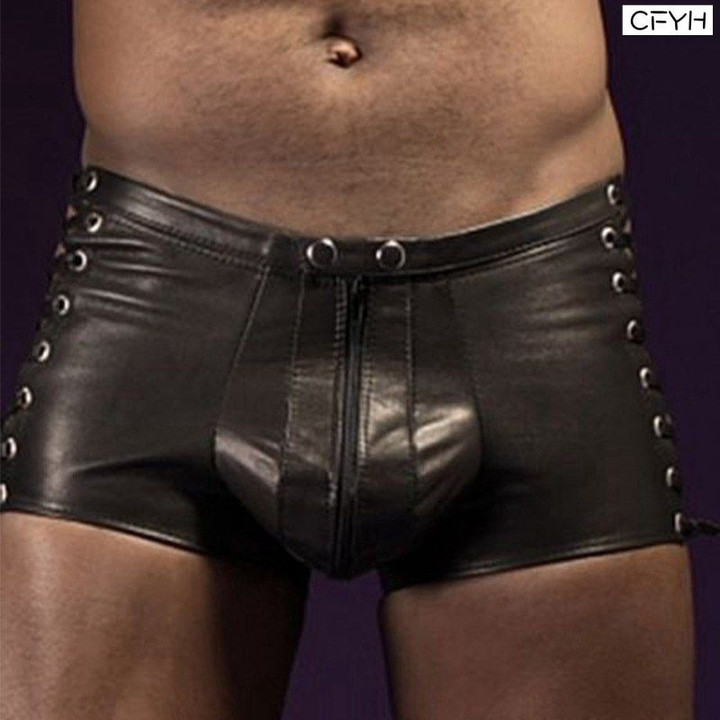 Lingerie Patent Leather Boxer Underwear Sexy Leopard shorts