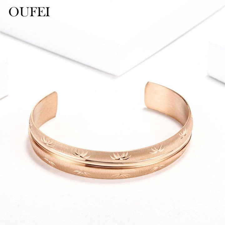 Rose Gold Charms Cuff Stainless Steel Jewelry bracelets & bangles