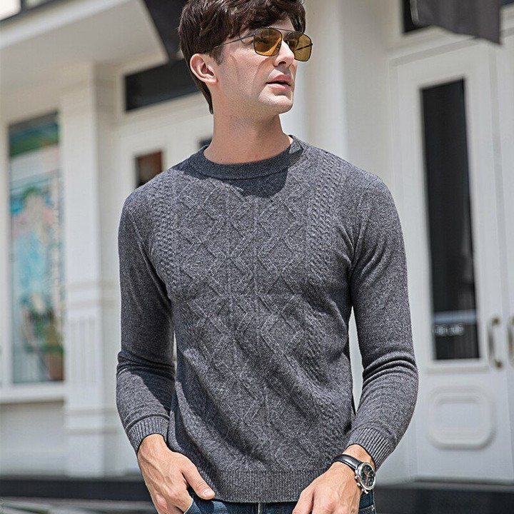 Casual O-Neck Pullover Slim Fit Long Sleeve Shirt Knitwear sweaters