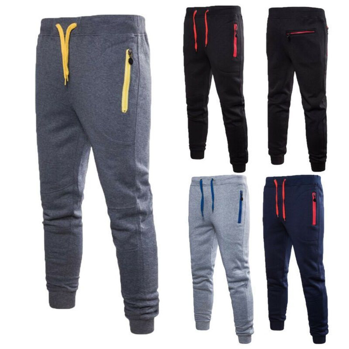 Casual Long Trousers Tracksuit Gym Sport Solid Pockets pants