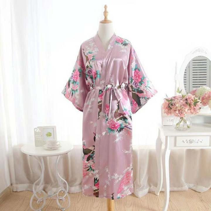 Promotional Bride Long Robe satin silk Night kimono
