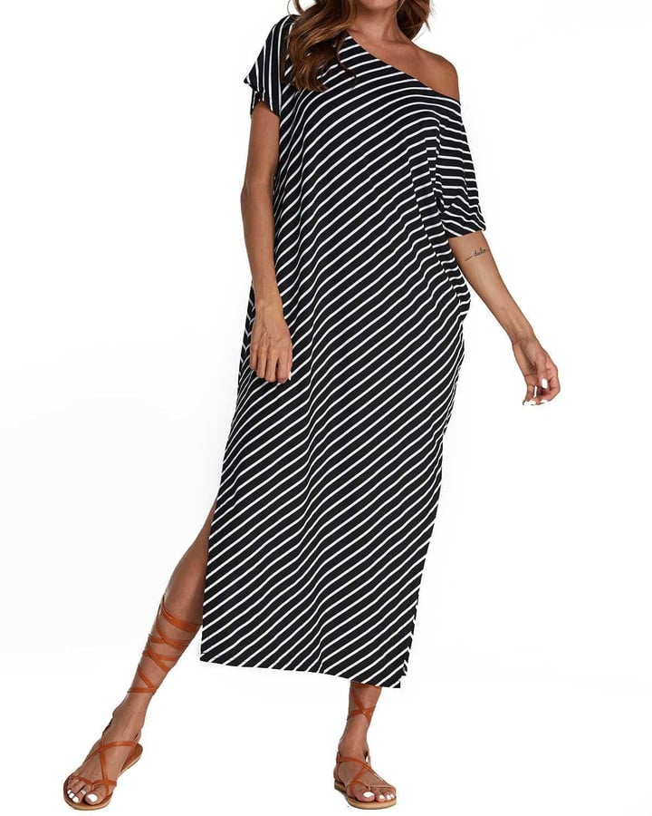 Striped Split Shirt Dress Casual Half Sleeve shirt dresses
