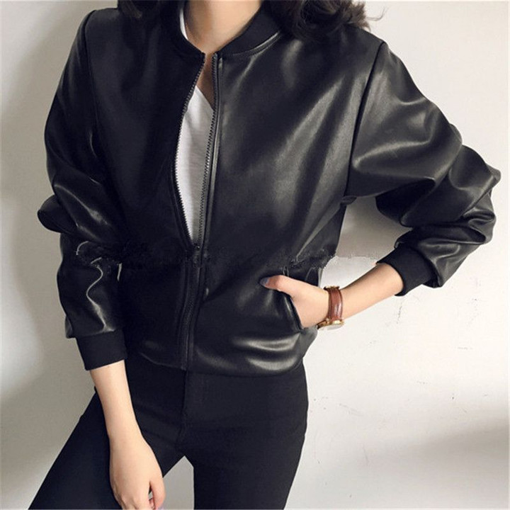 Loose PU Korean Fashion Short Leather  jackets