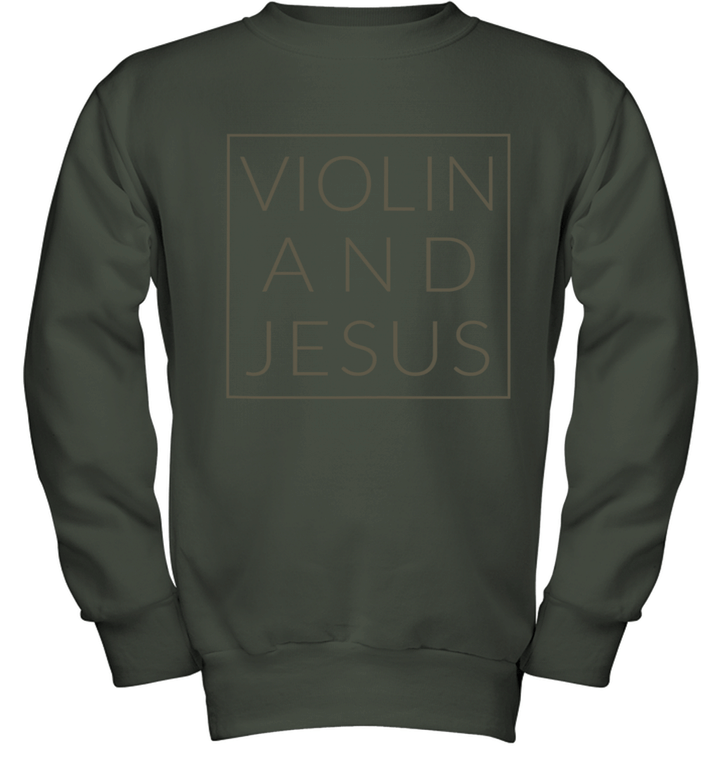 Violin and Jesus Christian Musician, Violinist Music Tank Top Youth Crewneck Sweatshirt