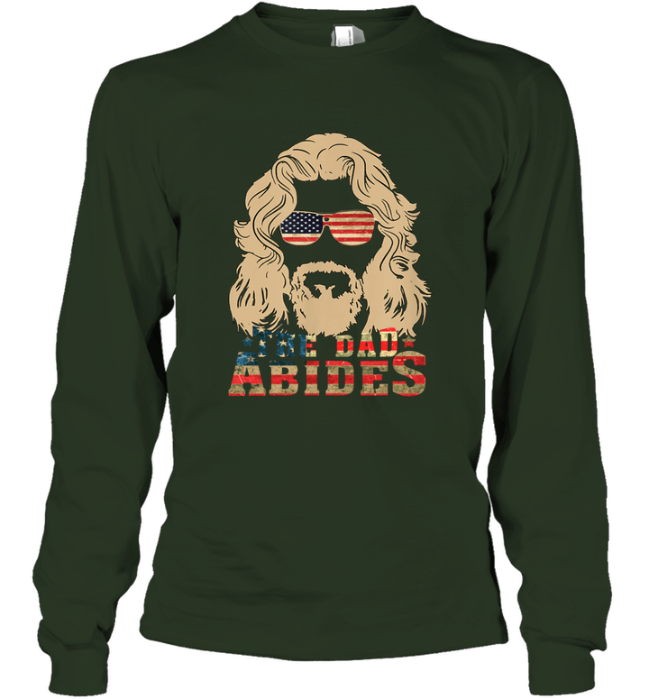 Vintage The Dad Abides V2 America Shirt Funny 4th Of July Big Lebowski T shirt The Dude Abides Jeffrey Men Father's Day Gift Unisex Long Sleeve