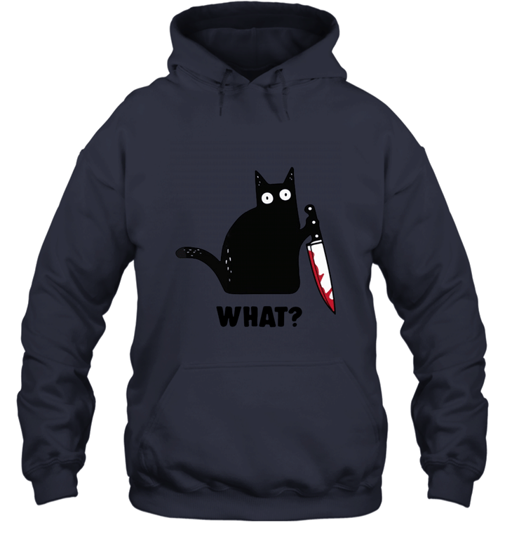 Cat What  Funny Murderous Black Cat With Knife for Halloween Unisex Hoodie