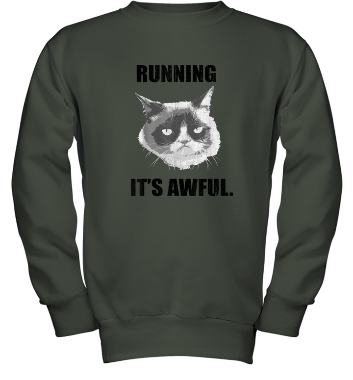 Cat Running Youth Crewneck Sweatshirt