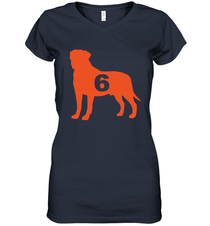 Cleveland Football Baker Mayfield Goat Dog T Shirt Women V-Neck