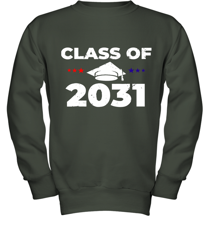 Class of 2031 Grow With Me Funny Youth Crewneck Sweatshirt