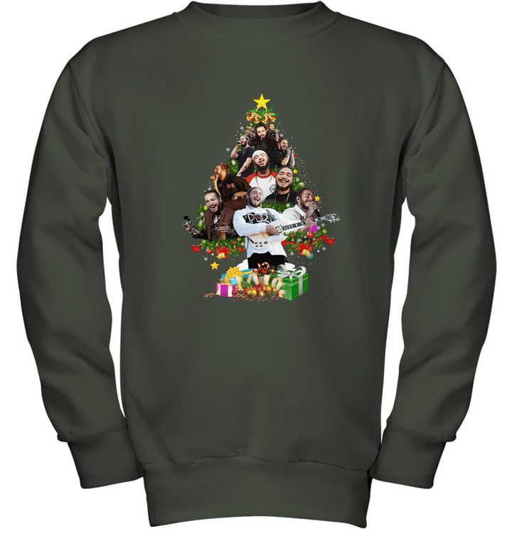Christmas Post Malone Tree T shirt Gift For Christmas Youth Crewneck Sweatshirt