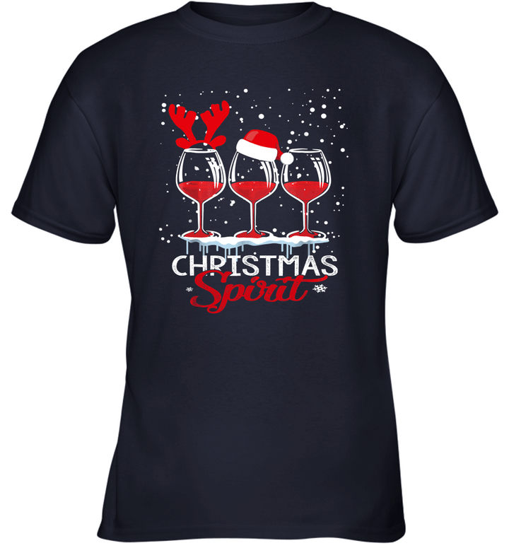 Christmas Spirit Wine Vintage Youth T-Shirt