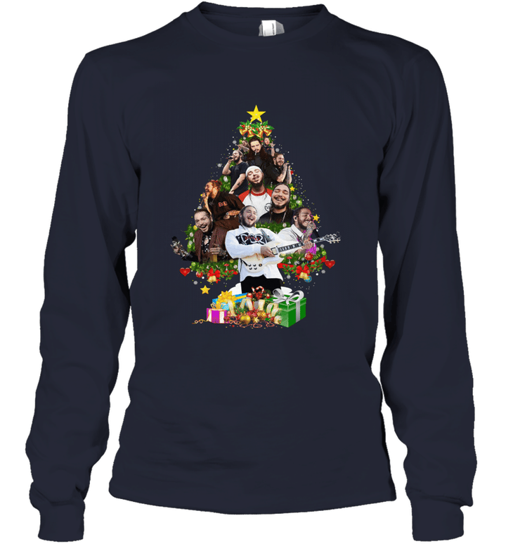 Christmas Post Malone Tree T shirt Gift For Christmas Youth Long Sleeve
