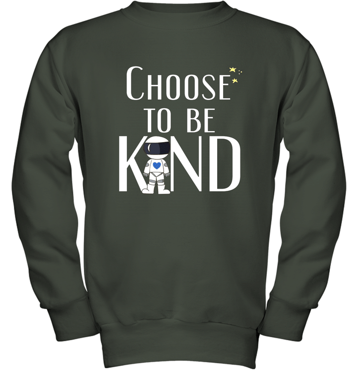 Choose to Be Kind  Wonder Positive Anti Bullying Message Youth Crewneck Sweatshirt