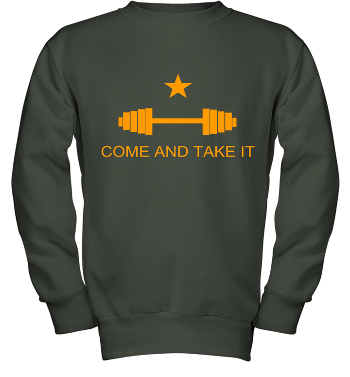 Come And Take It Deadlift Youth Crewneck Sweatshirt