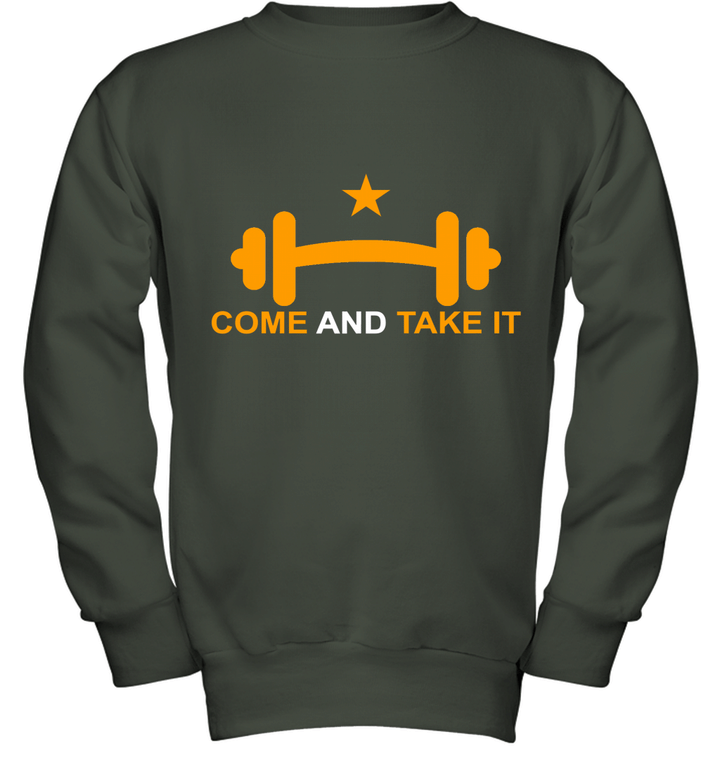 Come And Take It Squat Youth Crewneck Sweatshirt