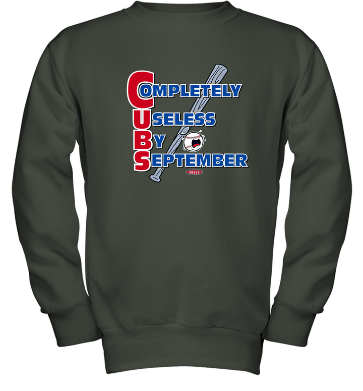 Completely Useless by September Cubs Youth Crewneck Sweatshirt