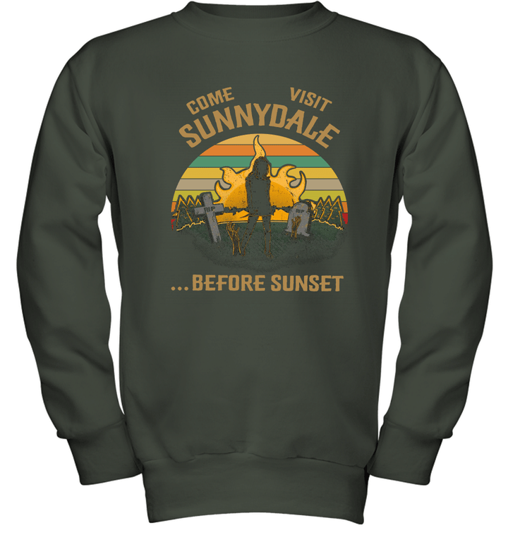 Come Visit Sunnydale Before Sunset Vintage Youth Crewneck Sweatshirt