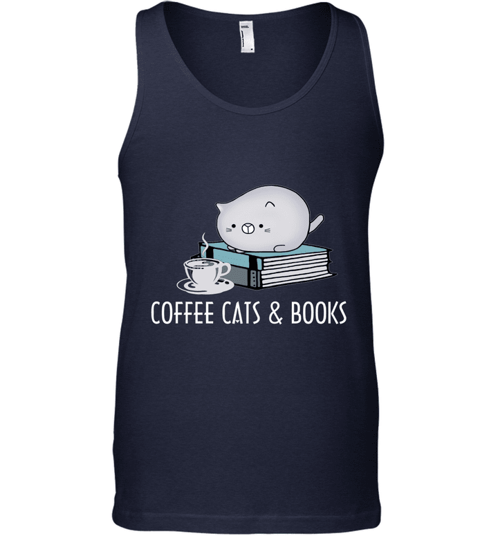 Coffee, Cat, Book Shirt, Cute Bookworm Gift Tank Top