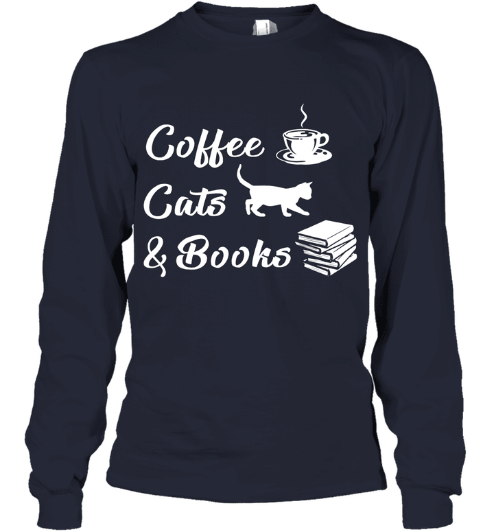 Coffee, Cat and Book Youth Long Sleeve