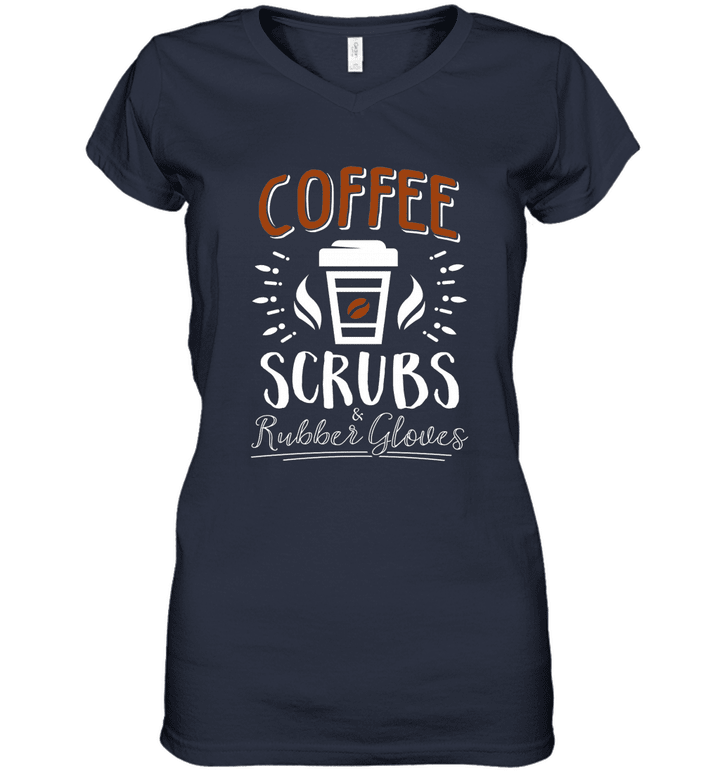Coffee Scrubs and Rubber Gloves Women V-Neck