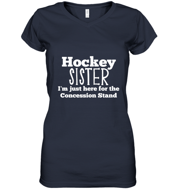 Funny Hockey Sister Girls Shirt Sibling Daughter Son Game Women V-Neck