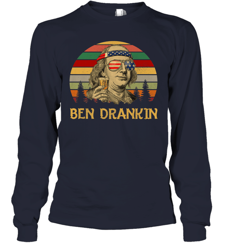 Vintage Ben Drankin 4th of July T Shirt Youth Long Sleeve