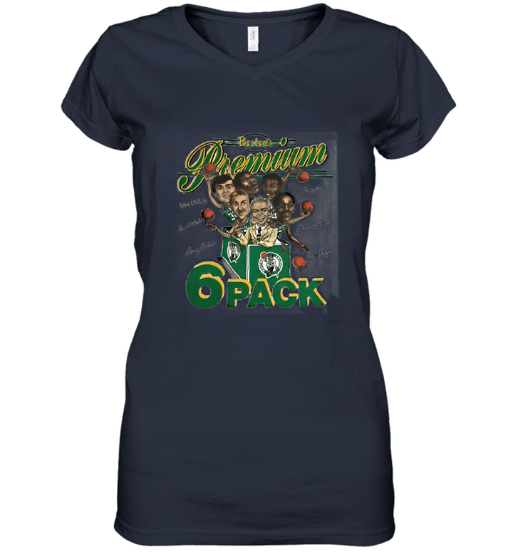 Vintage Boston Celtics Caricature T Shirt Women V-Neck