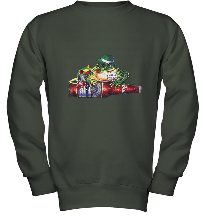 Vintage Budweiser Frogs St. Patrick's Day Single Stitch Youth Crewneck Sweatshirt